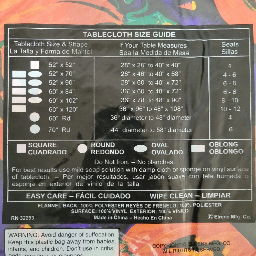 Elrene Haunted Halloween Tablecloths Bundle Vtg Vinyl Flannel Back 52x90 52x70